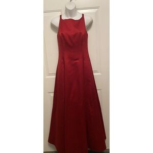 Michaelangelo Red Satin Maxi Bridesmaid Evening Formal Prom Dress Size 4